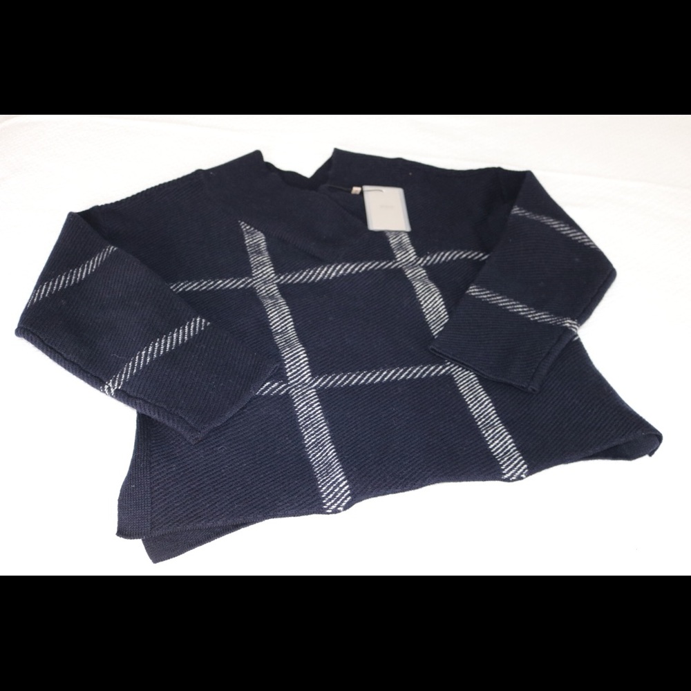 Armani Navy with Gray Striped Sweater